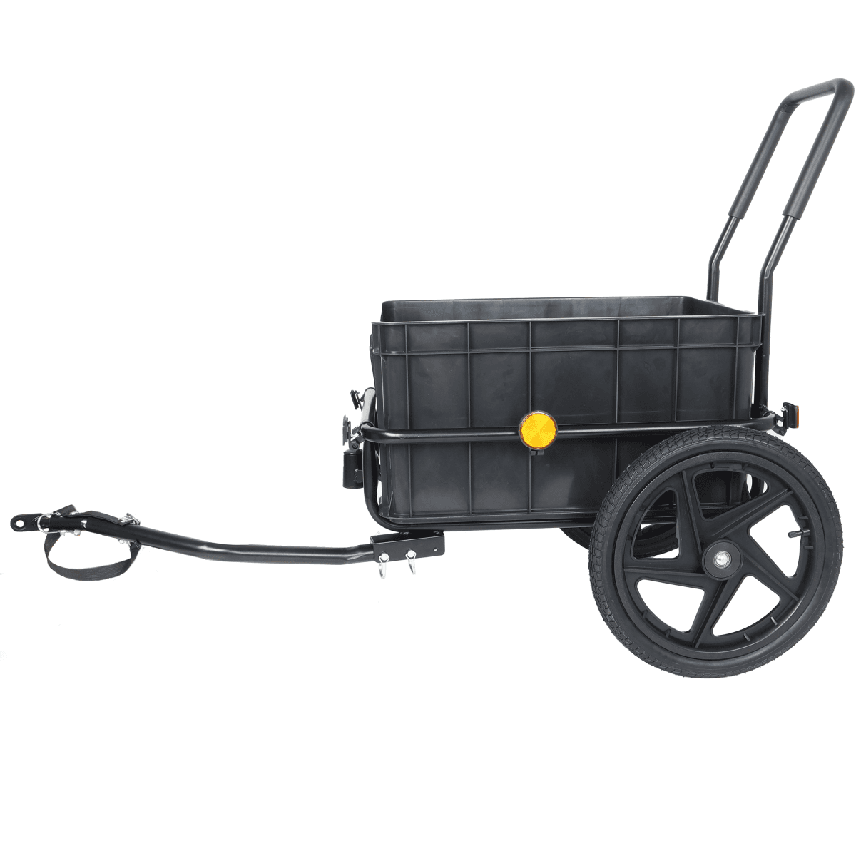 image-2-in-1 Bike Trailer Pushcart - Black with Waterproof Cover and Tow Hitch