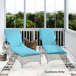 image-Foldable Chaise Lounge Cushion Set of 2 - Light Blue 76"x22.8"x2.4"