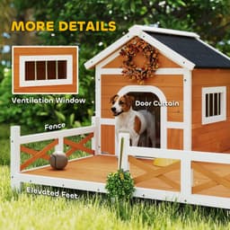 image-PawHut Outdoor Dog House - Small to Medium, Asphalt Roof, Wooden, 46.7"x55.9"x31.5"
