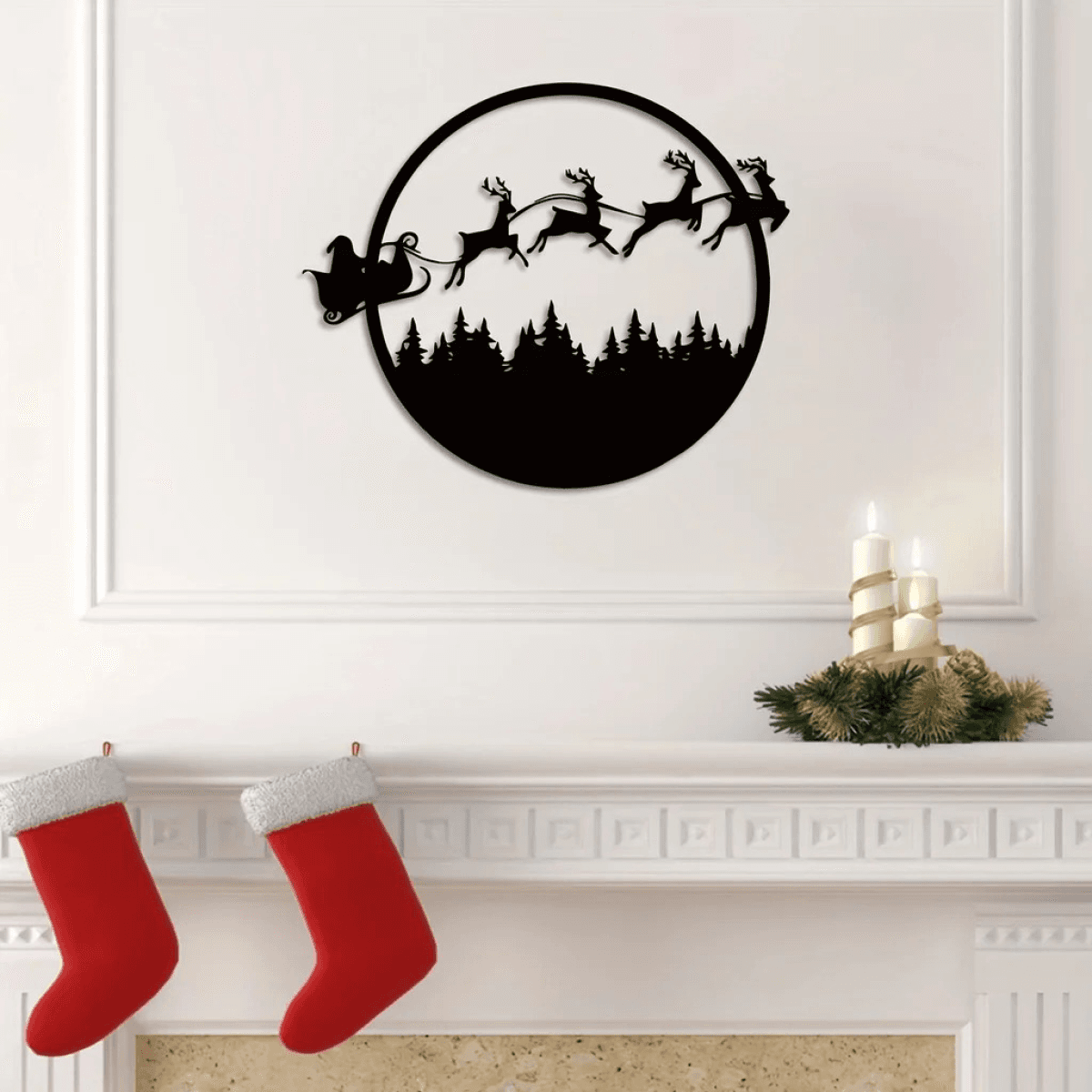image-Halloween Christmas Reversible 24" Metal Wall Sign Decor - Dual Sided Hanging