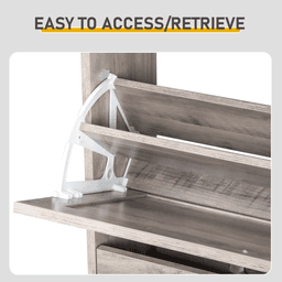 image-Barn Door Shoe Cabinet 80x24x145cm Washed Gray