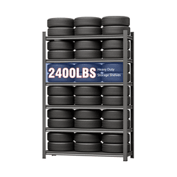 image-Garage Storage Rack 6-Tier Metal Shelves Black