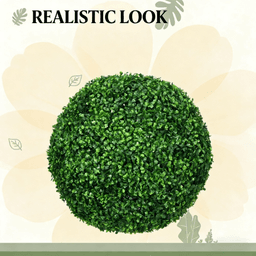 image-Artificial Plant Set, 2-Pack Topiary, Green, UV-Protected, PE Material, 19.7" Dia