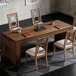 image-Rustic Dining Table, 78.74"L x 27.56"W x 29.53"H, Brown MDF, 6-8 Seats