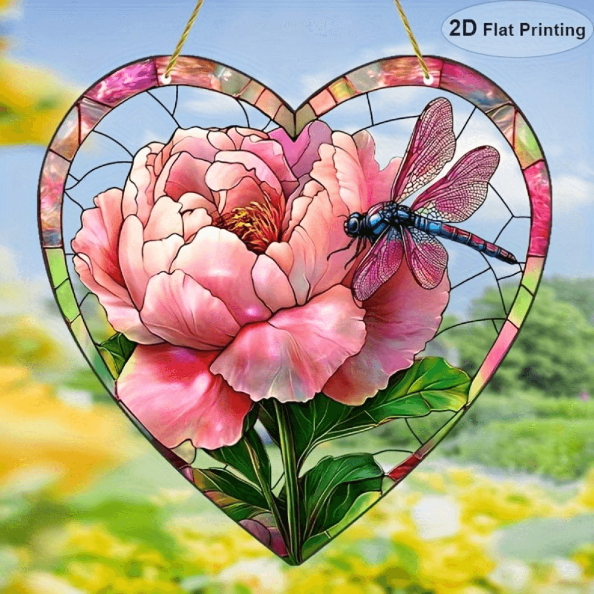 image-Acrylic Flower and Dragonfly Light Catcher Garden Decoration - 20x20cm