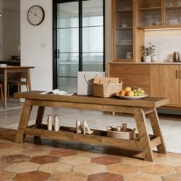 image-Elegant Wood Tone Bench - Ample Storage & Durable MDF