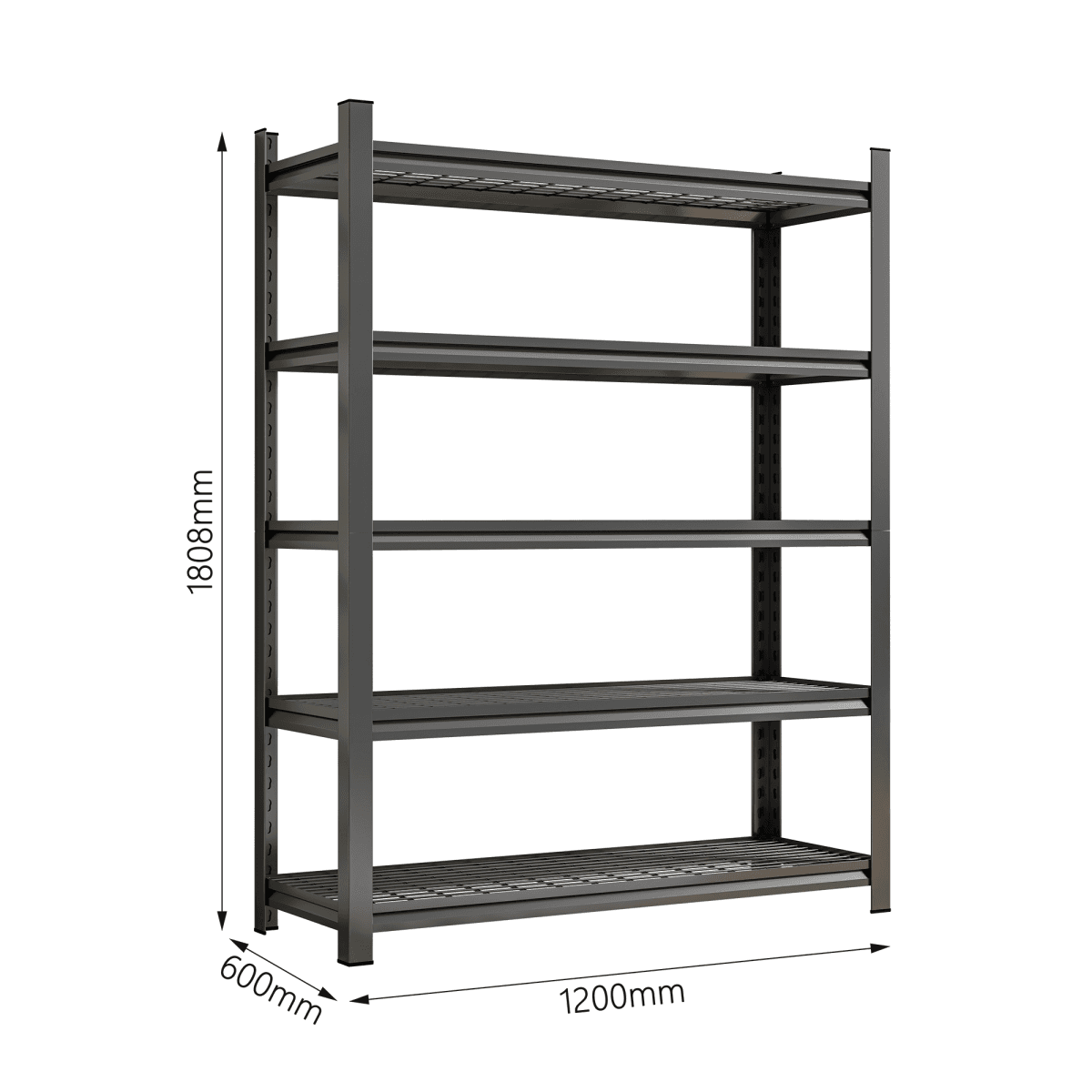 image-Garage Five Story Shelf, Capable Of Accommodating 2500 LBS, Adjustable Metal Shelf, Black, Requires Assembly, 71.2 "H x 47.24"L x 23.62 "D