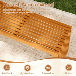 image-Acacia Wood Patio Bench 800 LBS 2-Person Backless