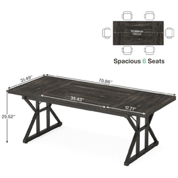 image-Conference Table - Rectangular, 6-Seat, Durable Wood, 70.86”L x 31.49”W x 29.52”H