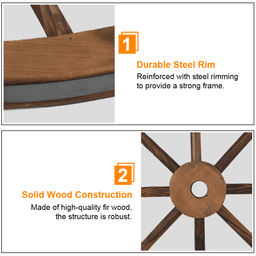 image-24-Inch Rustic Wooden Wagon Wheels, 2-Pack, Brown Garden Wall Decor