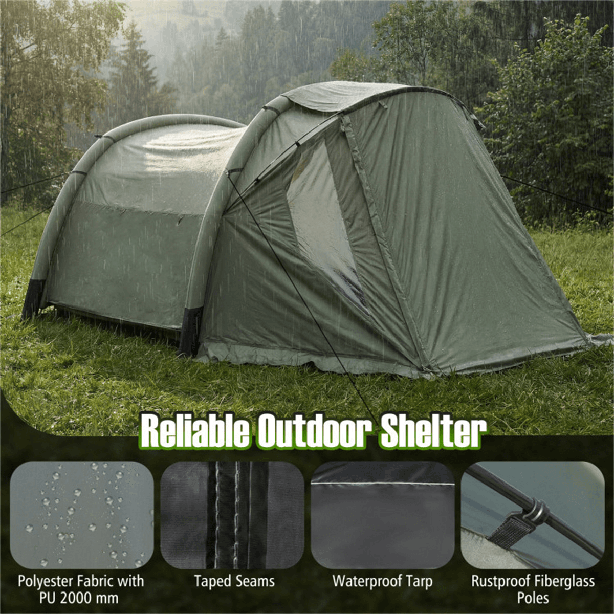 image-5-7 Person Inflatable Cabin Tent Green Screened Porch