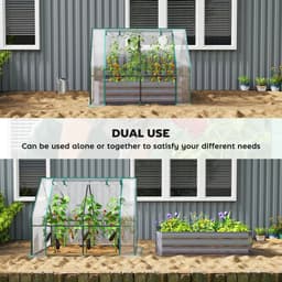 image-Garden Bed & Mini Greenhouse - Clear/Dark Gray PE & Steel - 50"x37.4"x36.2"