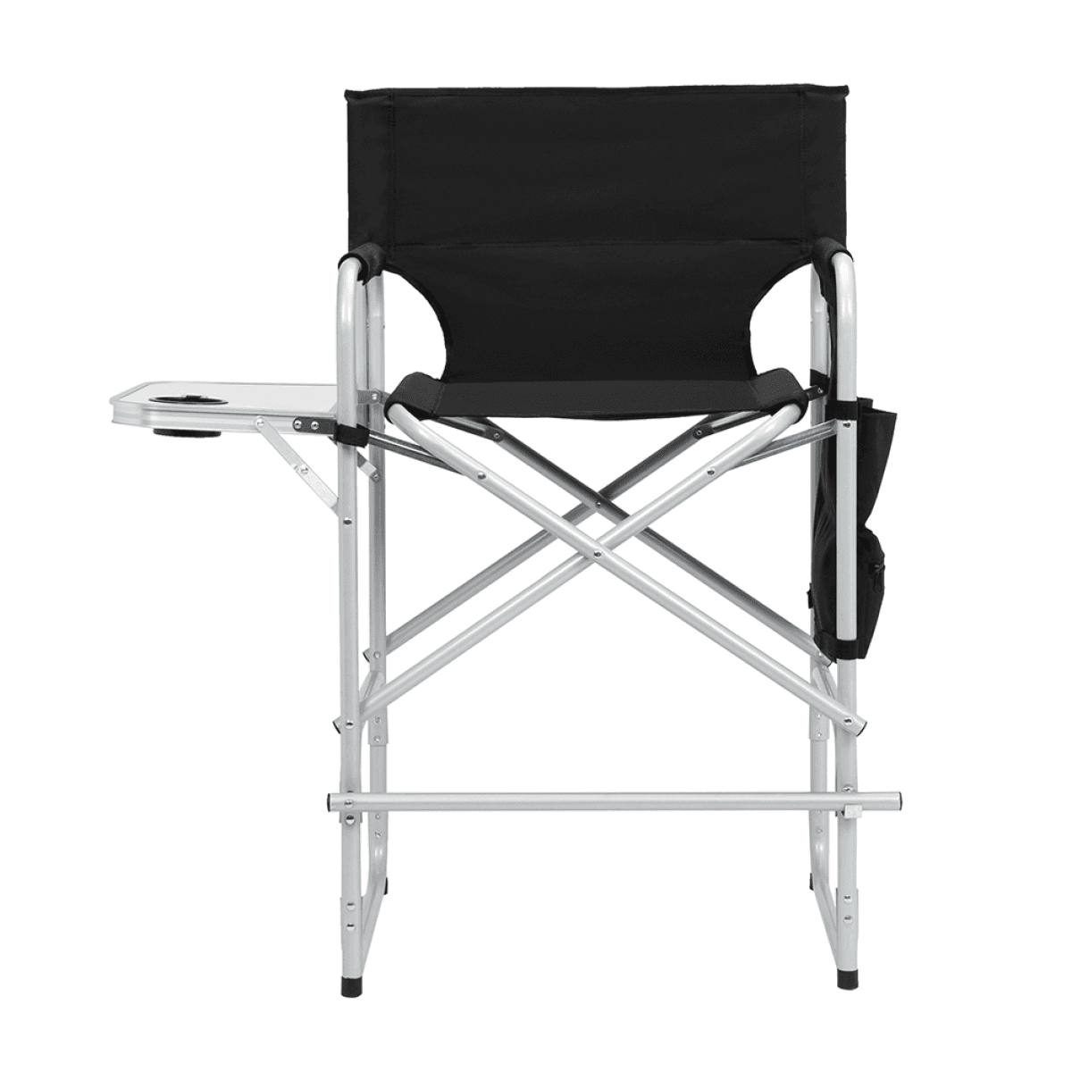 image-Round Director's Chair - Silver Iron/Black Cloth - 103x60x49cm - 120kg