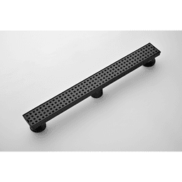image-Linear Shower Drain 24" 304 Stainless Steel, Black with Grate, Strainer