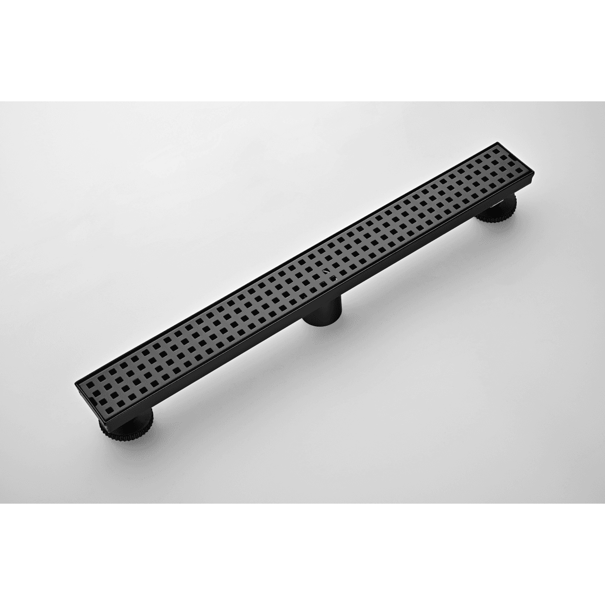 image-Linear Shower Drain 24" 304 Stainless Steel, Black with Grate, Strainer