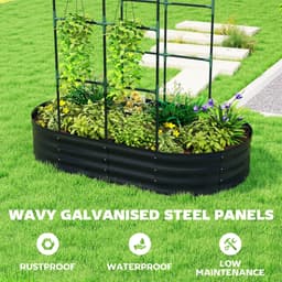 image-Plant Stand - Dark Gray Galvanised Metal, Modular Design, 63" x 35.4" x 70.9"