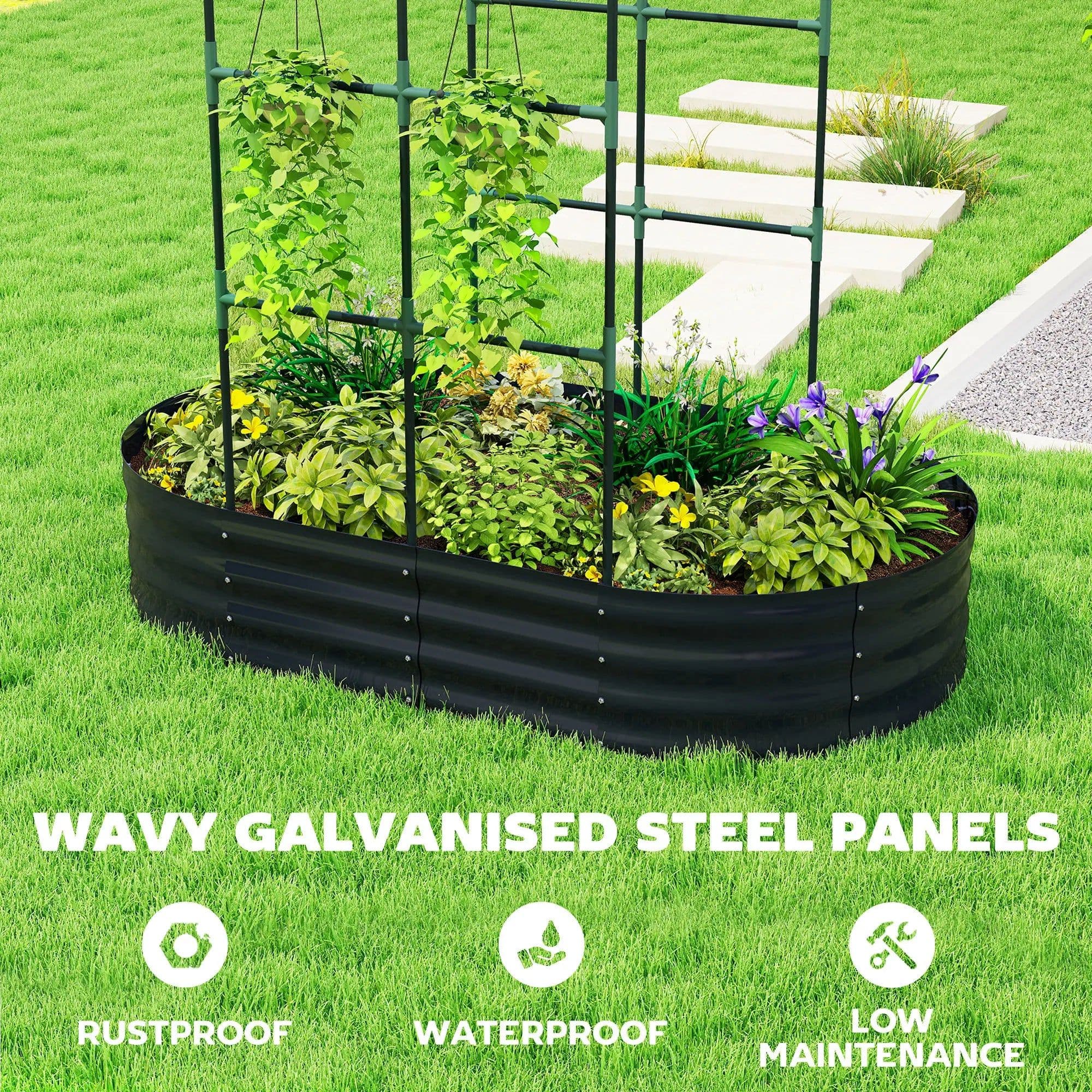 image-Plant Stand - Dark Gray Galvanised Metal, Modular Design, 63" x 35.4" x 70.9"