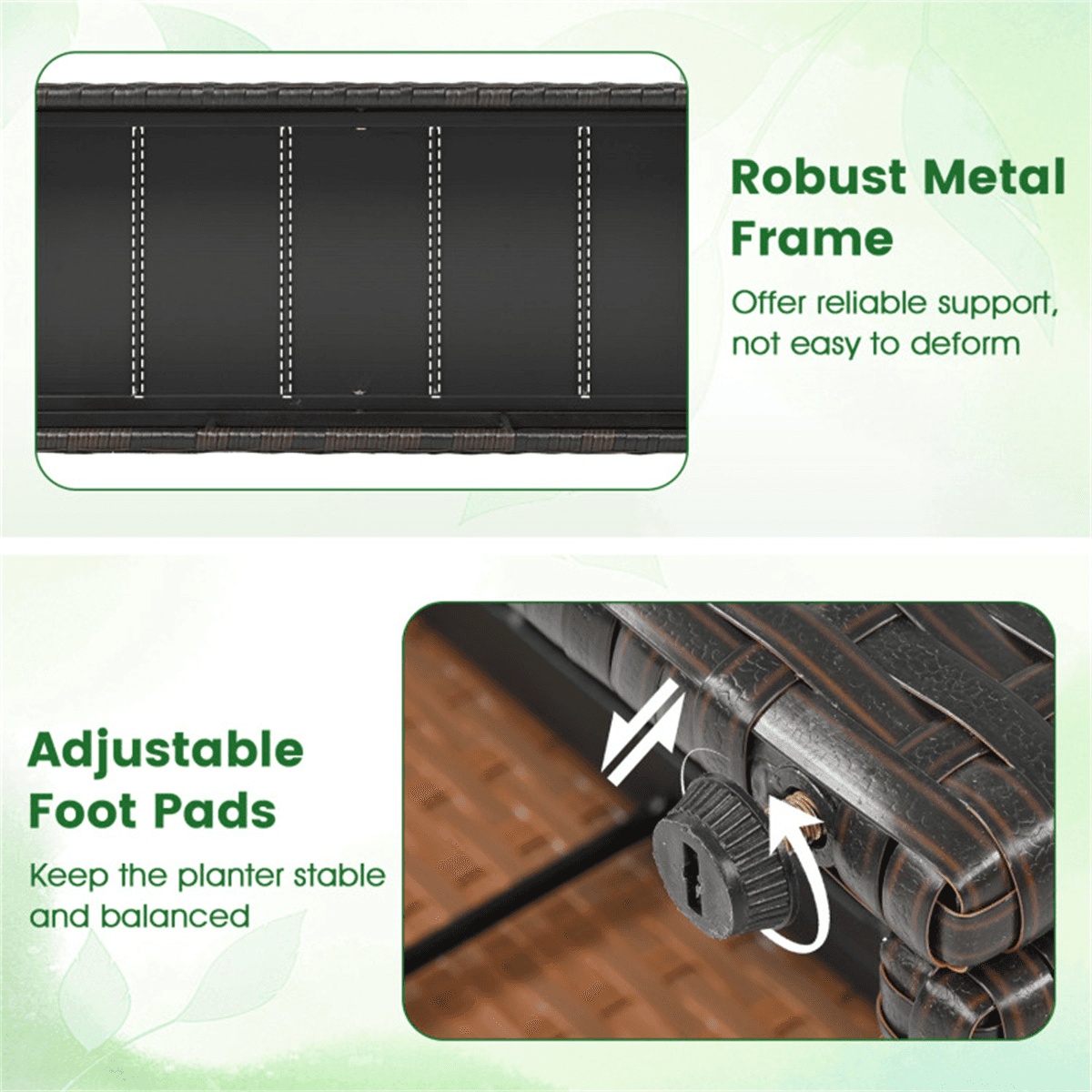 image-49" Brown Garden Bed with Trellis & Foot Pads Outdoor Planter