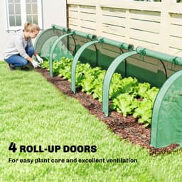 image-Garden Bed with Mini Greenhouse - Green/Dark Green, Tool-Free Assembly, UV Protection