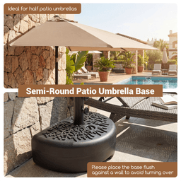 image-Refillable Half-Round Umbrella Base - 55 LBS Mixed Fill Stability, Black
