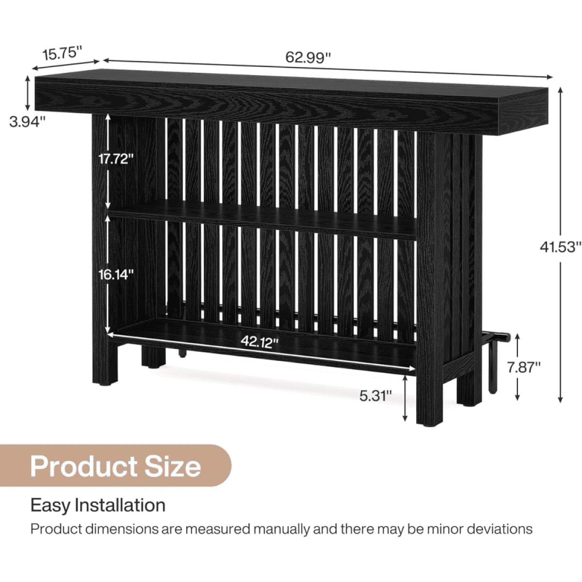 image-Bar Table - 2-Tier Storage & Dining, Sturdy Frame, Multipurpose