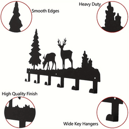 image-Matte Black Wall Hooks Heavy Duty Adhesive Mount - 6 Pack
