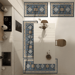image-Boho Kitchen Rugs 4 Piece Set with Runner Floral
