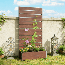 image-Raised Garden Bed with Trellis - Light Brown 36"L
