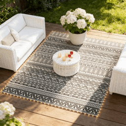 image-Reversible Outdoor Rug - Bohemian Black 120x96"