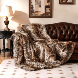 image-Faux Raccoon Fur Throw Blanket - 760GSM, 60"x80", Double-Sided, Cozy