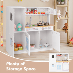 image-Kids Pretend Play Kitchen Set - Certified Sound, Storage & Accessories - White