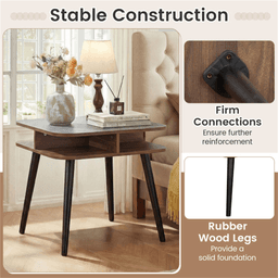 image-Faux Marble Side Table 24" Square 4-Sided Storage
