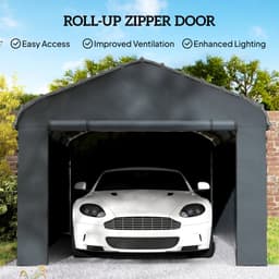image-Carport Replacement Sidewall Panel - Dark Gray, PE Fabric, 4 Panels