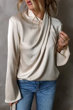 image-Jet Stream Satin Cross Front Slit Back Blouse