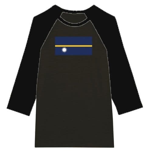 image-Drapeau de Nauru - T-shirt unisexe Raglan à manches 3/4