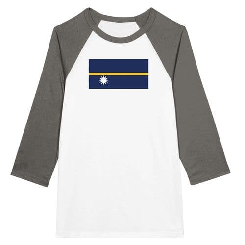 image-Drapeau de Nauru - T-shirt unisexe Raglan à manches 3/4