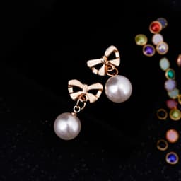 image-Hypoallergenic Heart-shaped Zircon Earrings Women's Bow Pearl Earrings