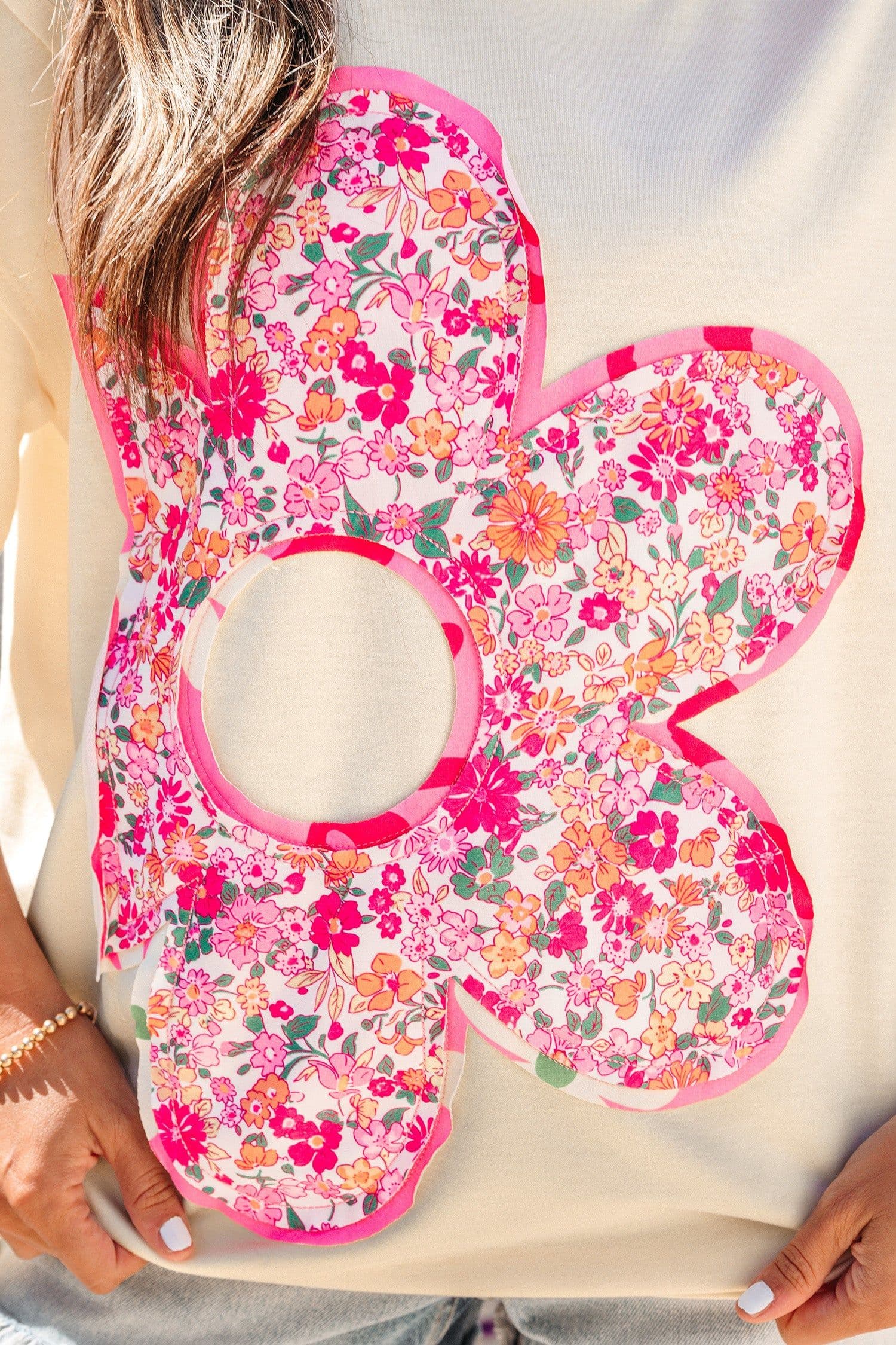 image-Jet Stream Floral Patched Oversized Tee