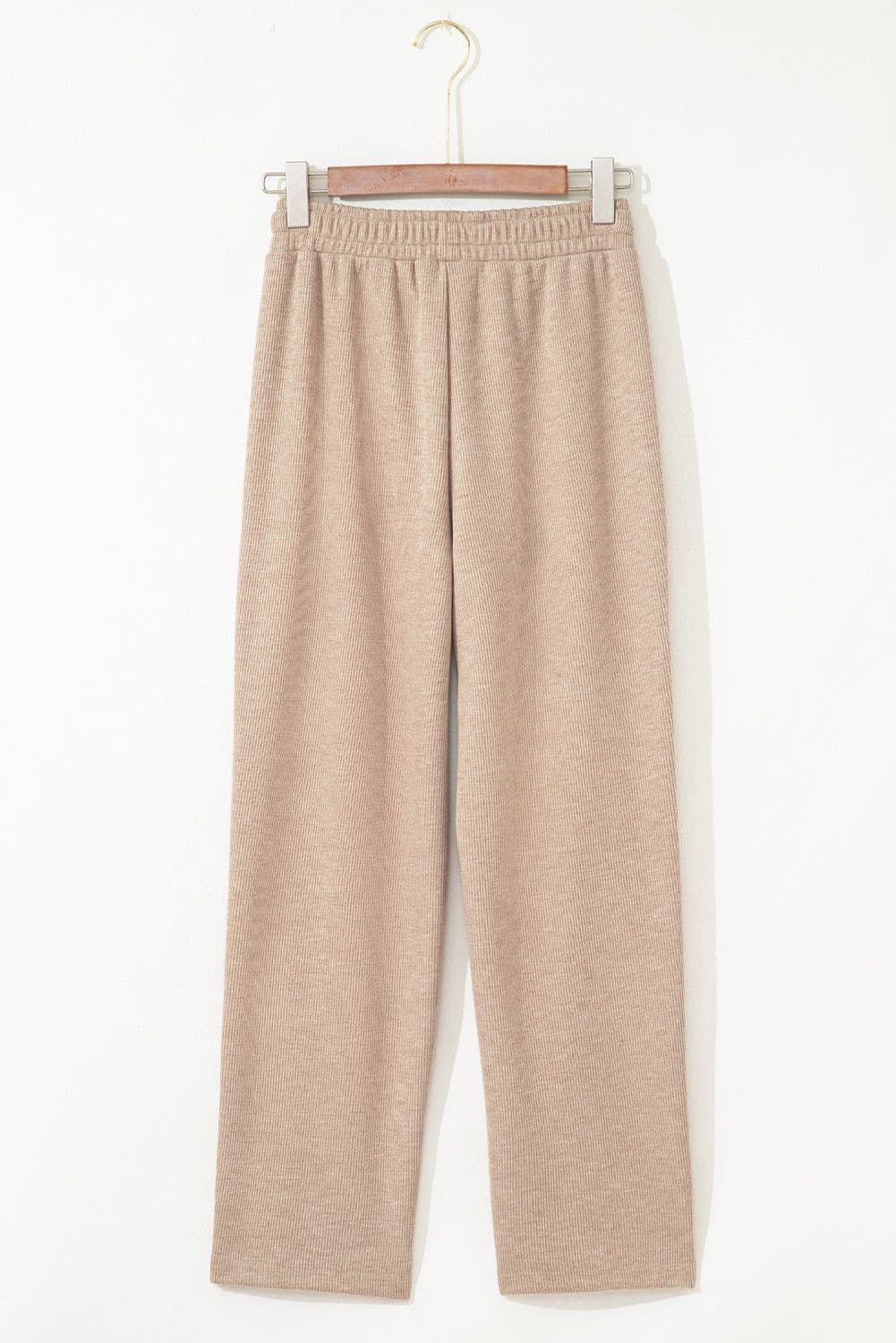 image-Gray Morn Corduroy Leopard Drawstring High Waist Trousers
