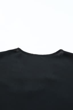 image-Black Lace Trim V-Neck Short Sleeve Blouse - Size Chart Available