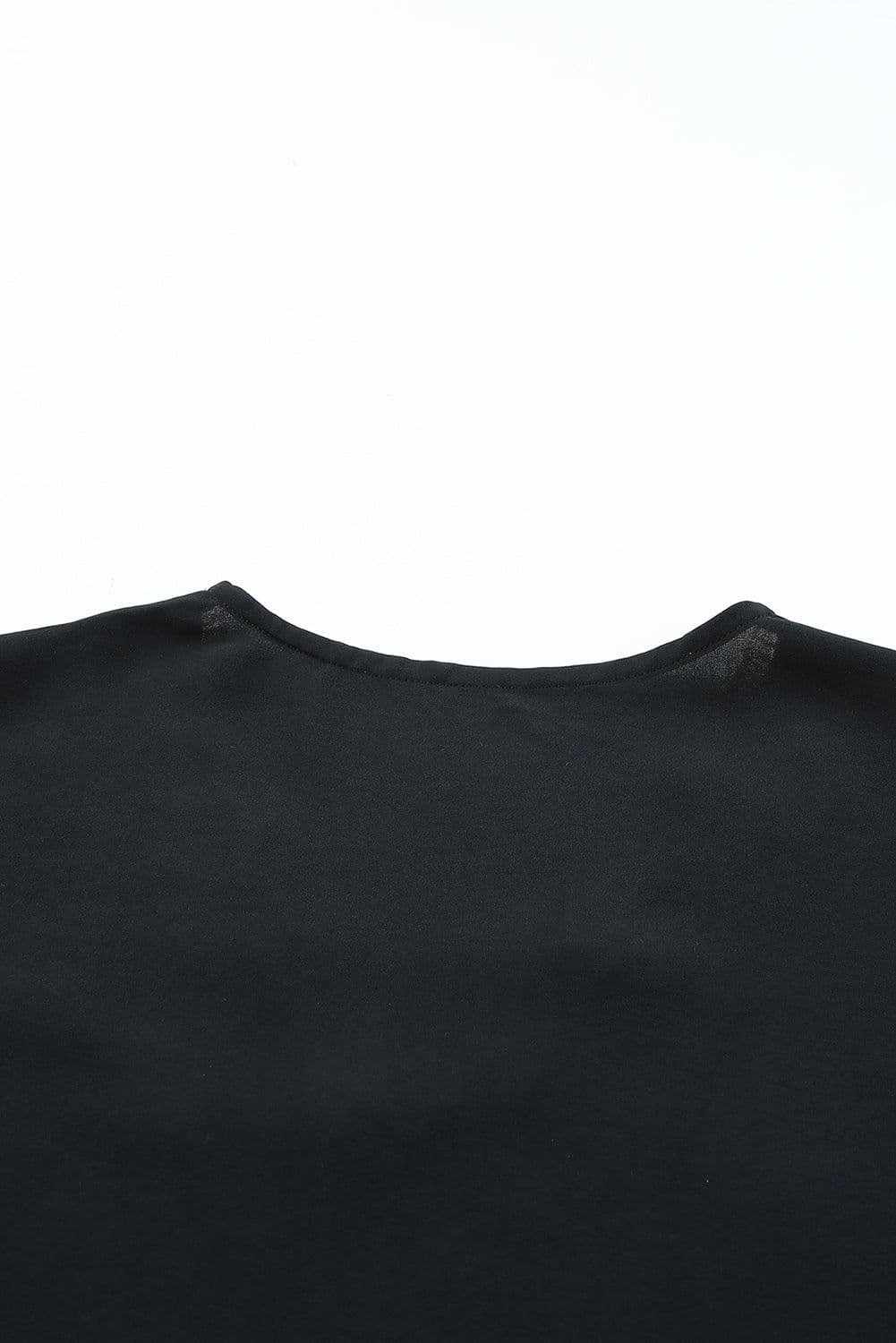 image-Black Lace Trim V-Neck Short Sleeve Blouse - Size Chart Available