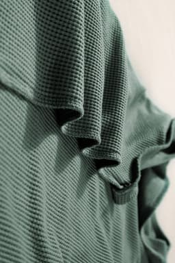 image-Mist Green Waffle Knit Tank & Shorts Set with Patched Pockets & Drawstring