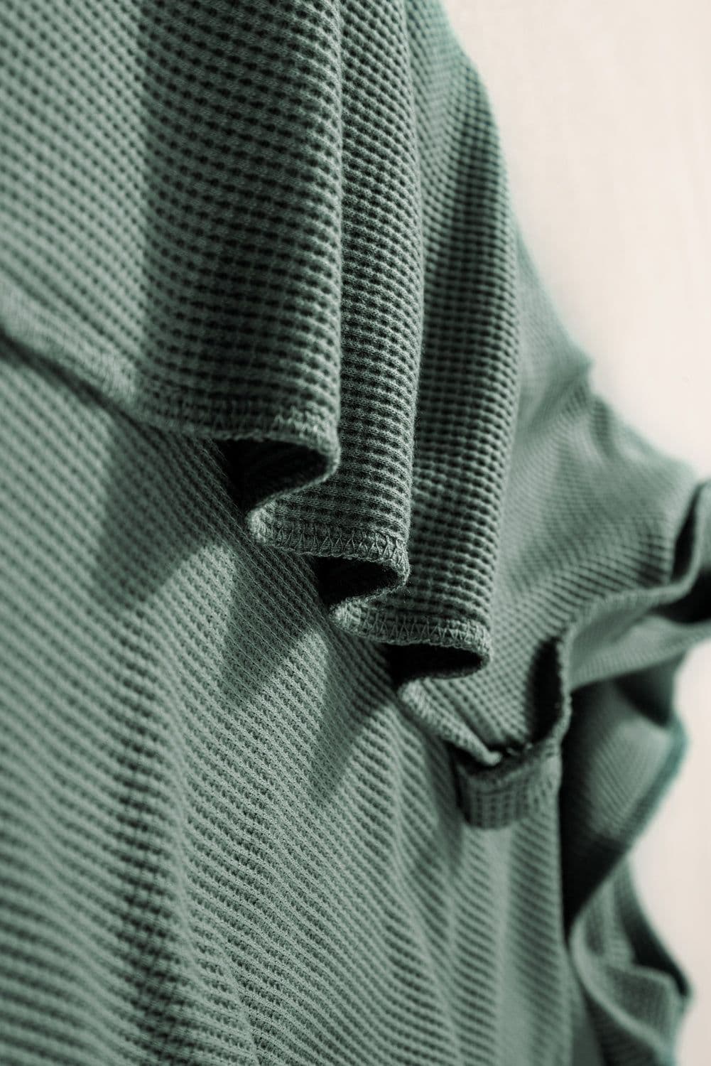 image-Mist Green Waffle Knit Tank & Shorts Set with Patched Pockets & Drawstring