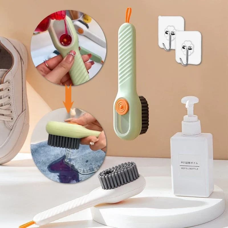 image-Multifunctional Soft-bristled Shoe Brush Long Handle Brush Automatic Liquid Adding Shoe Clothing Board Brush Cleaning Tool