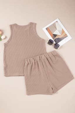 image-Smoke Gray Corded Sleeveless Top and Shorts Set