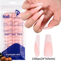 image-240/120Pcs Colorful French Short Square False Nails Full Cover Fake Nail Tip Extension Acrylic Wearable Ballerina Press on Nails