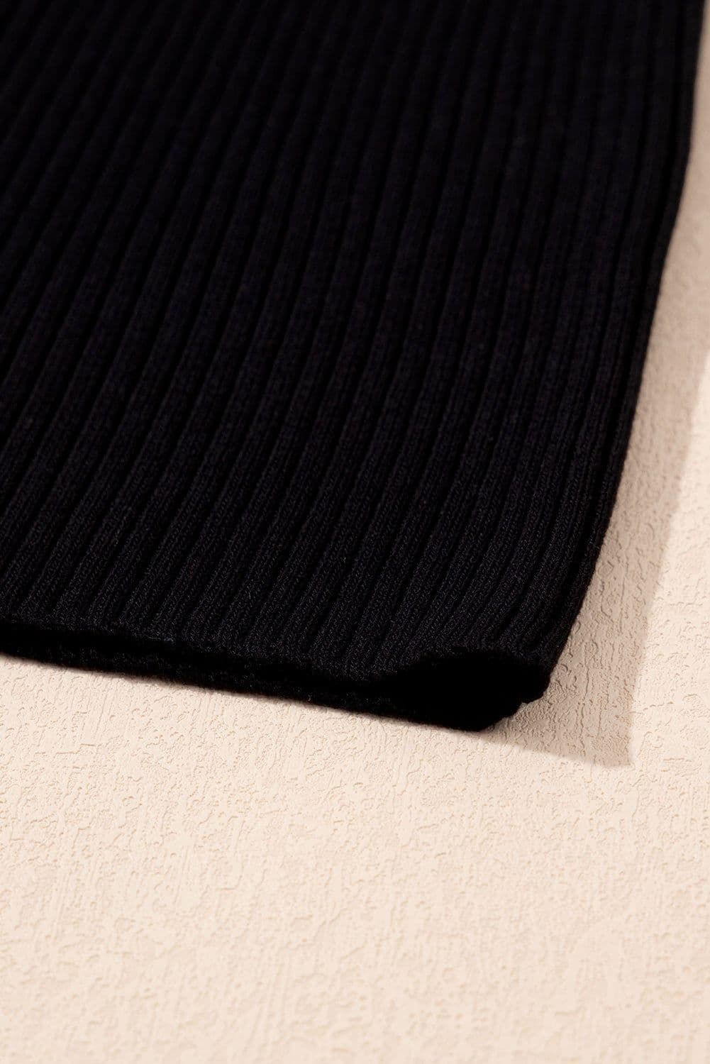 image-Pink Colorblock Edge Ribbed Knit U Neck Tank Top