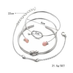 image-Europe and the United States minimalist simple female personality knotted ring circle diamond arrow bracelet jewelry four-piece suit bracelet