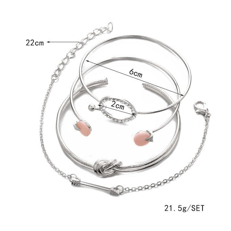 image-Europe and the United States minimalist simple female personality knotted ring circle diamond arrow bracelet jewelry four-piece suit bracelet