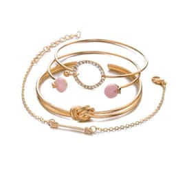 image-Europe and the United States minimalist simple female personality knotted ring circle diamond arrow bracelet jewelry four-piece suit bracelet